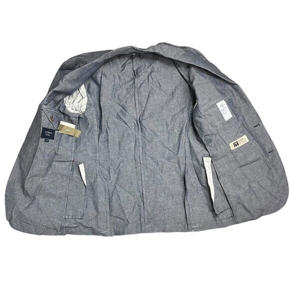 J Crew Blazer Mens 36S Blue Linen Blend Ludlow Baird McNutt Slim Unstructured - Picture 4 of 12